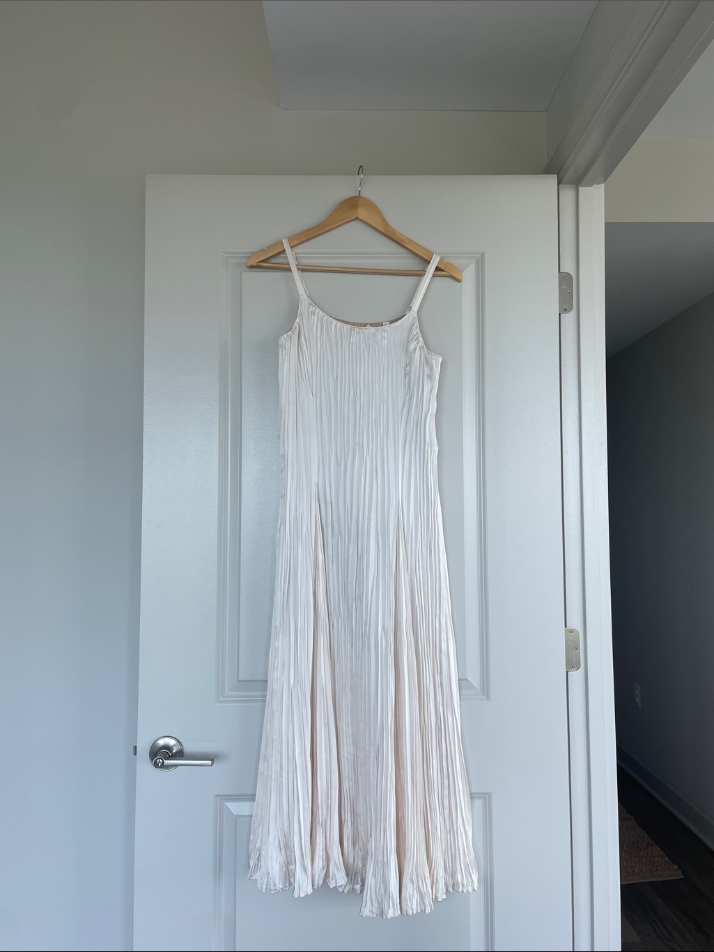 Vince Ivory Plisse Satin Dress